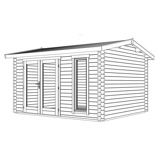 Remise de jardin 13 pi x 11,5 pi en bois massif Banff 1 de Technoflex à porte double fenêtre