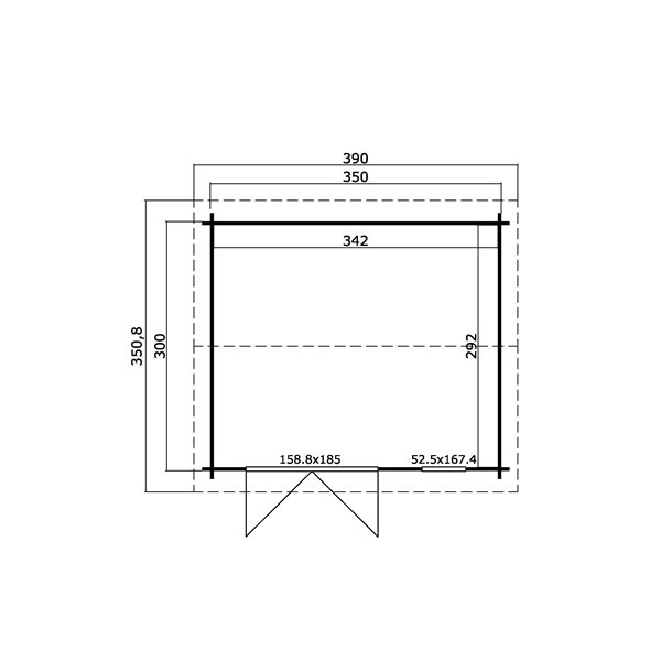 Remise de jardin 13 pi x 11,5 pi en bois massif Banff 1 de Technoflex à porte double fenêtre