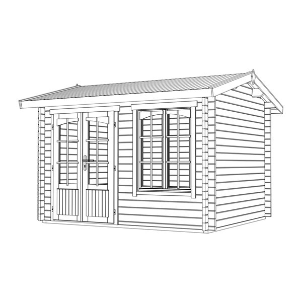 Technoflex Sutton 1 11-ft x 10-ft Solid Wood Garden Shed  with Double Door and Window