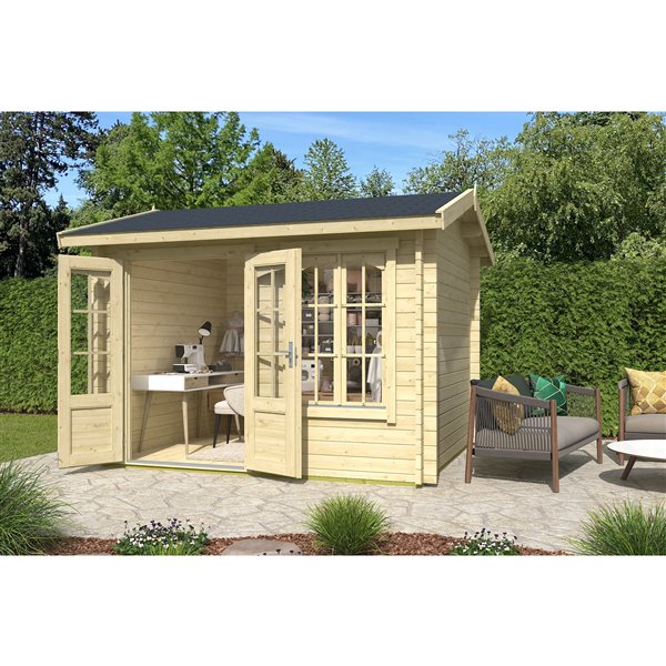 Technoflex Sutton 1 11-ft x 10-ft Solid Wood Garden Shed  with Double Door and Window