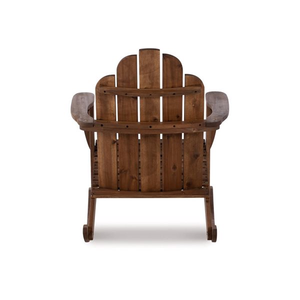 Chaise berçante d'extérieur en bois style Adirondack Anselmo par Linon Home Decor, brun