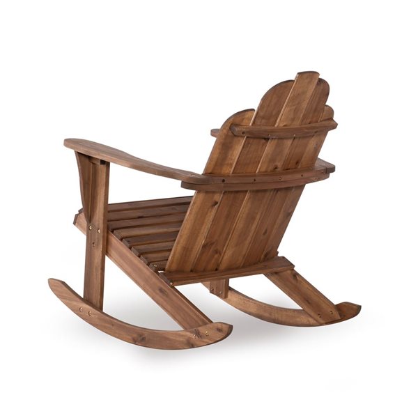 Chaise berçante d'extérieur en bois style Adirondack Anselmo par Linon Home Decor, brun