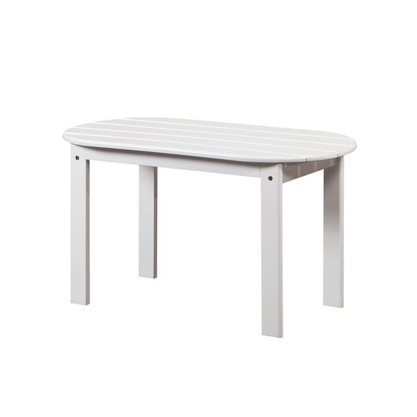 Table basse ovale d'extérieur en bois Anselmo par Linon Home Decor 18,1 l. x 35,2 L. x 18,1 po h., blanc