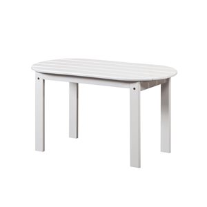 Table basse ovale d'extérieur en bois Anselmo par Linon Home Decor 18,1 l. x 35,2 L. x 18,1 po h., blanc