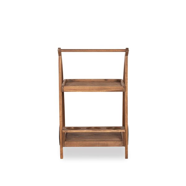 Chariot de service Lloyd par Linon Home Decor en bois fini teck brun clair, 24,4 L. x 21 p. x 31,5 po h.