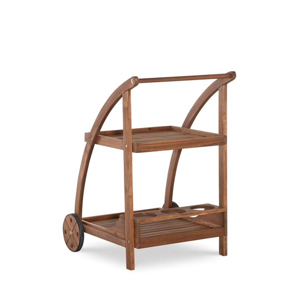 Chariot de service Lloyd par Linon Home Decor en bois fini teck brun clair, 24,4 L. x 21 p. x 31,5 po h.