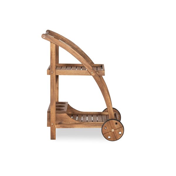 Chariot de service Lloyd par Linon Home Decor en bois fini teck brun clair, 24,4 L. x 21 p. x 31,5 po h.