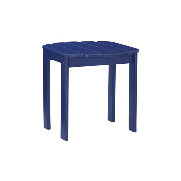 Linon Home Decor Anselmo Blue Square Wooden Outdoor End Table - 18.1 W x 18.1-in H