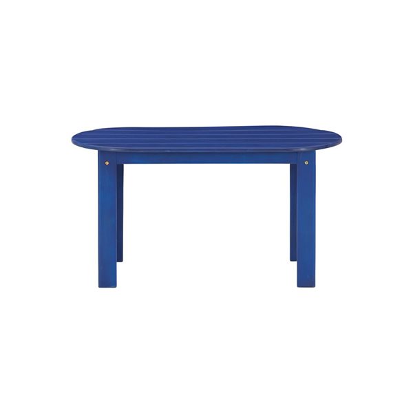 Table basse ovale d'extérieur en bois Anselmo par Linon Home Decor 18,1 l. x 35,2 L. x 18,1 po h., bleu