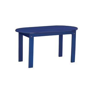 Table basse ovale d'extérieur en bois Anselmo par Linon Home Decor 18,1 l. x 35,2 L. x 18,1 po h., bleu