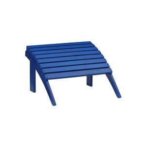 Linon Home Decor Anselmo 21.6 W x 13.7-in H Blue Stained Wooden Outdoor Footstool