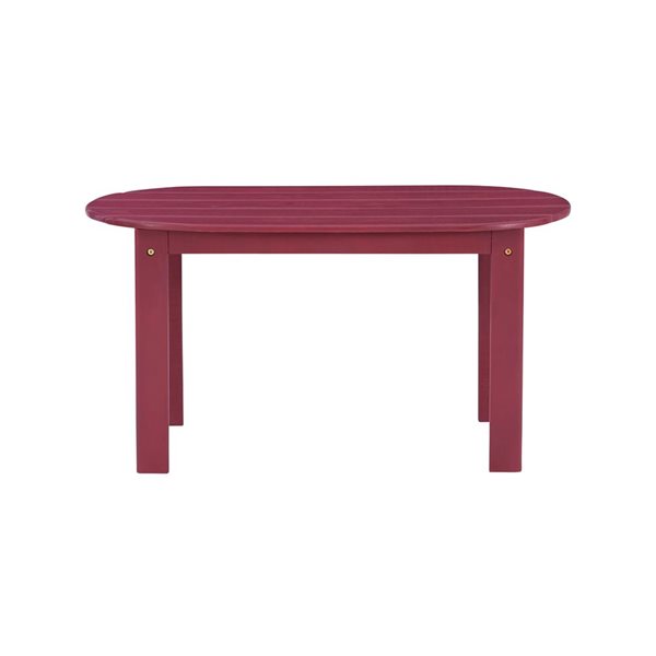 Table basse ovale d'extérieur en bois Anselmo par Linon Home Decor 18,1 l. x 35,2 L. x 18,1 po h., rouge