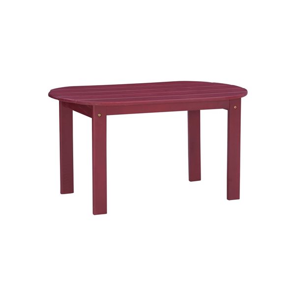 Table basse ovale d'extérieur en bois Anselmo par Linon Home Decor 18,1 l. x 35,2 L. x 18,1 po h., rouge