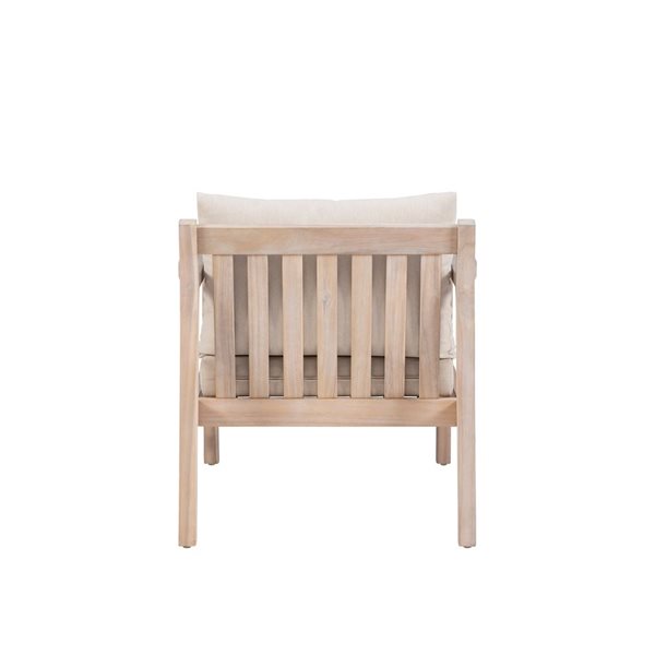 Chaises d'appoint d'extérieur Socha par Linon Home Decor bois naturel et coussins beiges, lot de 2