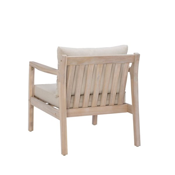 Chaises d'appoint d'extérieur Socha par Linon Home Decor bois naturel et coussins beiges, lot de 2