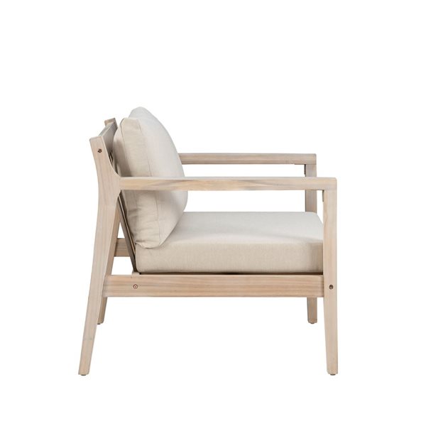 Chaises d'appoint d'extérieur Socha par Linon Home Decor bois naturel et coussins beiges, lot de 2