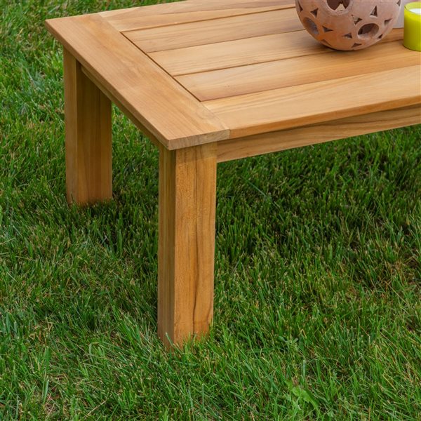 Linon Home Decor Sarandon Natural Wooden Rectangle Outdoor Coffee Table - 24 W x 48 L x 18-in H