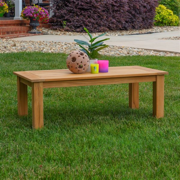 Linon Home Decor Sarandon Natural Wooden Rectangle Outdoor Coffee Table - 24 W x 48 L x 18-in H