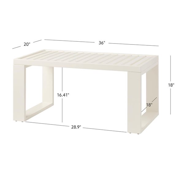 Linon Home Decor Coyle White Wooden Rectangle Outdoor Coffee Table - 20 W x 36 L x 18-in H