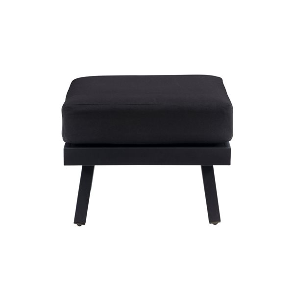 Pouf d'extérieur carré 22 po Arkona par Linon Home Decor cadre aluminium noir et coussin noir