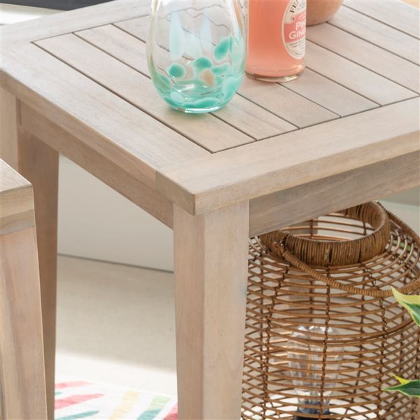 Table basse carrée d'extérieur en bois Socha par Linon Home Decor  24 l. x 46 L. x 17 po h., naturel