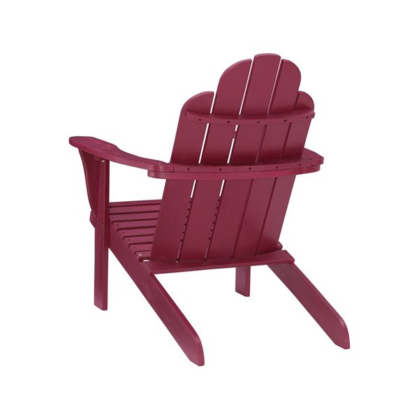 Chaise d'extérieur en bois style Adirondack Anselmo par Linon Home Decor, rouge