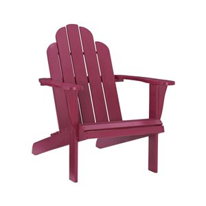 Chaise d'extérieur en bois style Adirondack Anselmo par Linon Home Decor, rouge