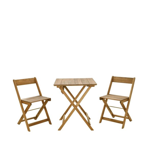 Linon Home Decor Beaumont 3-Piece Natural Wooden Outdoor Bistro Set