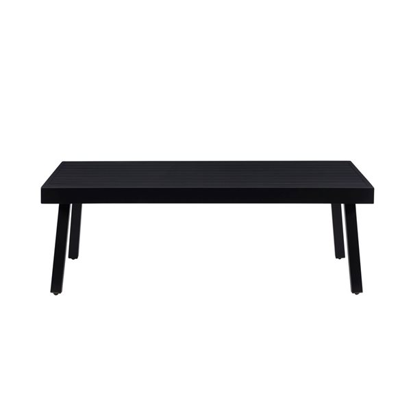 Table basse rectangulaire d'extérieur Arkona par Linon Home Decor en aluminium 25 l. x 47,25 L. x 16,25 po h., noir