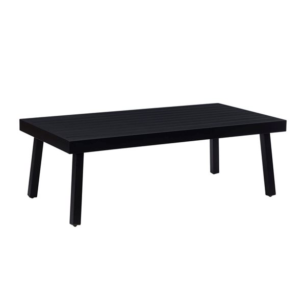 Linon Home Decor Arkona Black Aluminum Rectangle Outdoor Coffee Table - 25 W x 47.25 L x 16.25-in H