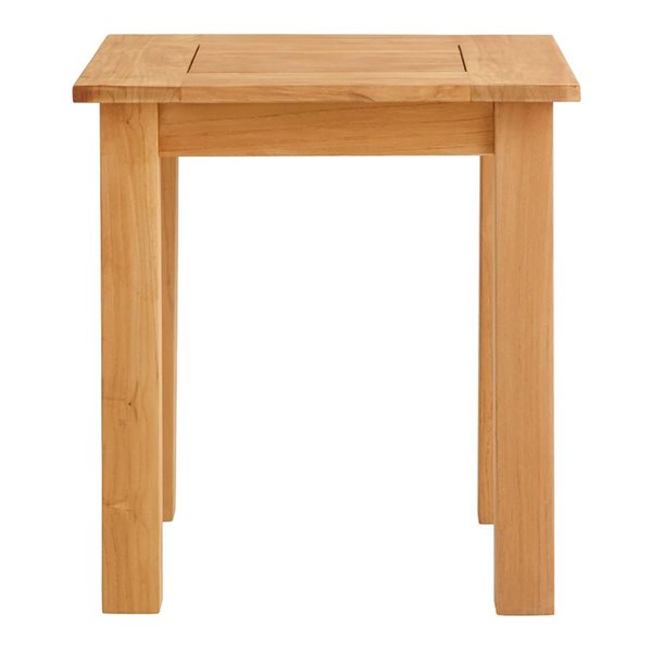 Linon Home Decor Sarandon Natural Teak Wooden Square Outdoor Side Table - 18.11 W x 22-in H