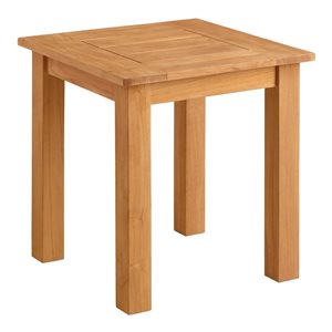 Linon Home Decor Sarandon Natural Teak Wooden Square Outdoor Side Table - 18.11 W x 22-in H