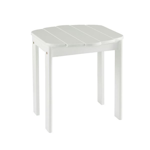 Linon Home Decor Anselmo White Square Wooden Outdoor End Table - 18.1 W x 18.1-in H