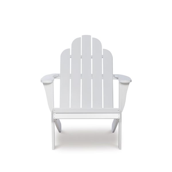 Chaise d'extérieur en bois style Adirondack Anselmo par Linon Home Decor, blanc