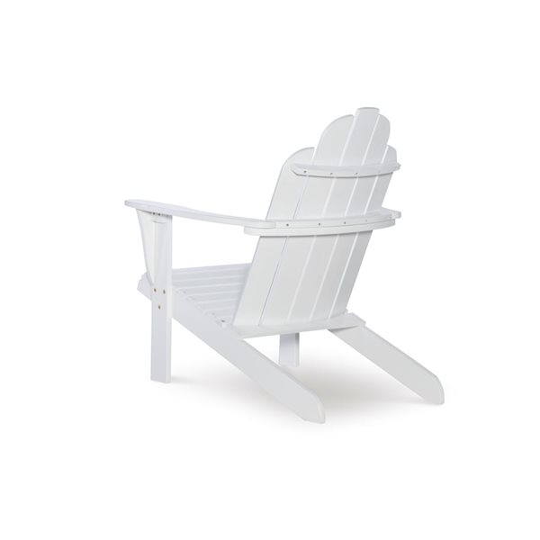 Chaise d'extérieur en bois style Adirondack Anselmo par Linon Home Decor, blanc