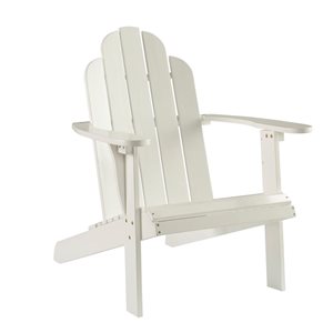 Chaise d'extérieur en bois style Adirondack Anselmo par Linon Home Decor, blanc