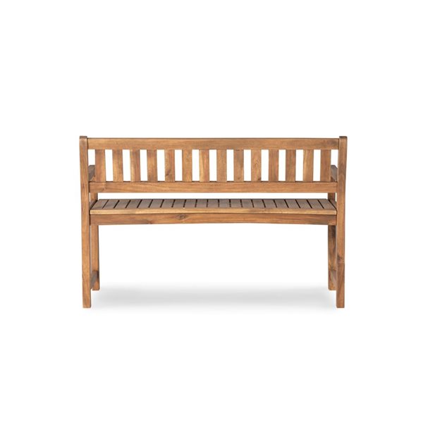 Banc double extérieur Lloyd par Linon Home Decor en teck brun, 45 l. x 20 p. x 30 po h.