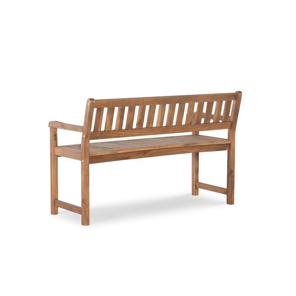 Banc double extérieur Lloyd par Linon Home Decor en teck brun, 45 l. x 20 p. x 30 po h.