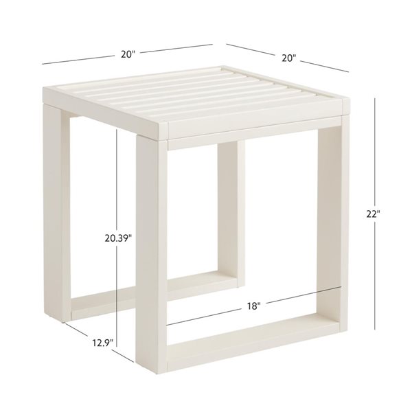 Linon Home Decor Coyle White Wooden Square Outdoor Coffee Table - 20 W x 22-in H