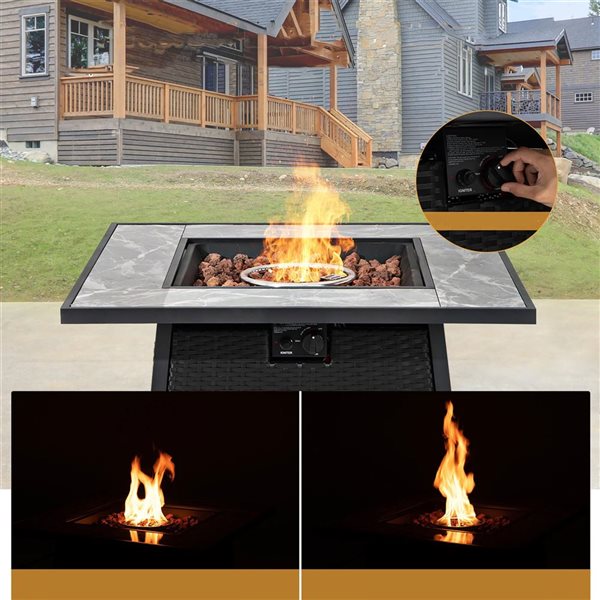 Costway 42-in Rectangular Propane Gas Fire Pit 60,000 Btu Heater Outdoor Table with  Cover