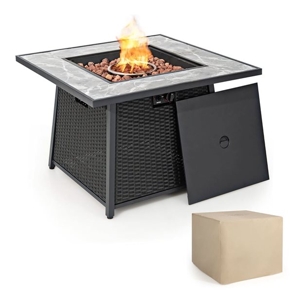 Image of Costway | 42-In Rectangular Propane Gas Fire Pit 60,000 Btu Heater Outdoor Table With Cover | Rona