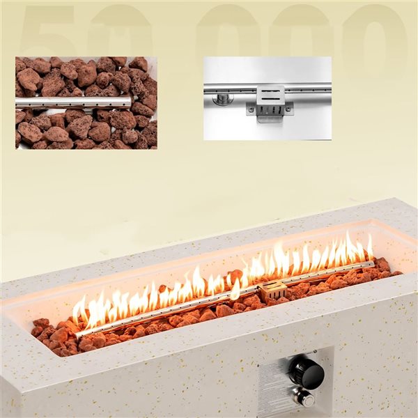 Costway 42-in Terrazzo Fire Pit Table 50,000 BTU Rectangle Propane Fire Pit with PVC Cover