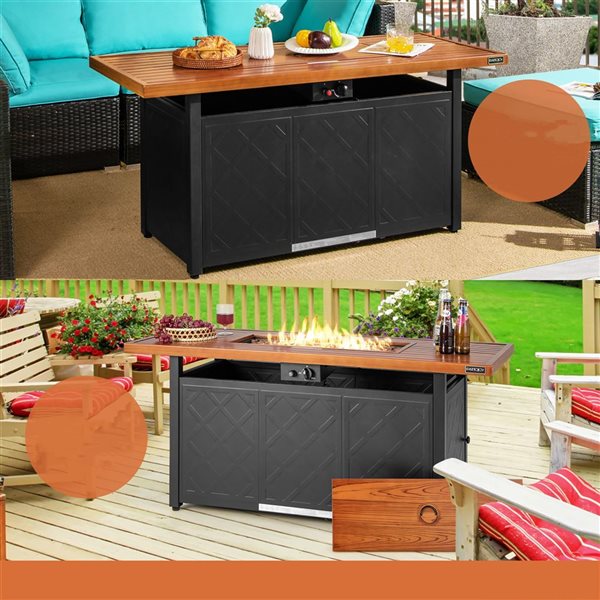 Costway 28-in Patio Square Fire Pit Table 40,000 BTU Propane Gas Table with Lid & Lava Rocks