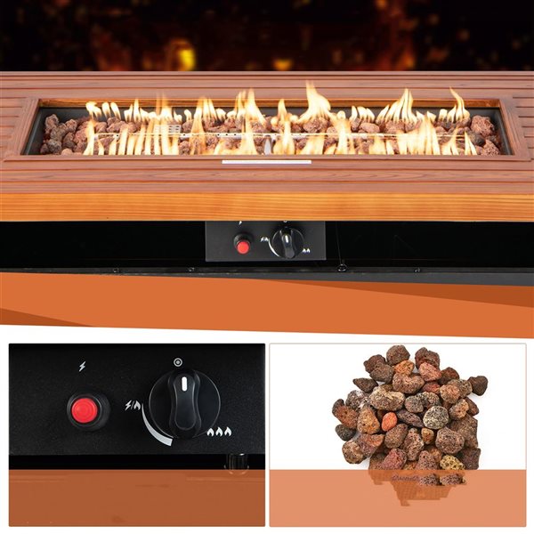 Costway 28-in Patio Square Fire Pit Table 40,000 BTU Propane Gas Table with Lid & Lava Rocks