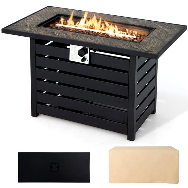 Image of Costway | 57-In Rectangular Propane Gas Fire Pit 50,000 Btu Heater Outdoor Table Brown | Rona