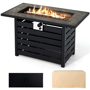 Costway 57-in Rectangular Propane Gas Fire Pit 50,000 Btu Heater Outdoor Table Brown