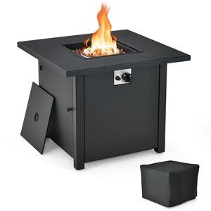 Costway 32-in Propane Fire Pit Table Square Tabletop with Lava Rocks Cover 50,000 BTU