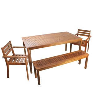 Northlight 4-Piece 63-in Brown Solid Acacia Wood 4-Person Outdoor Patio Dining Set