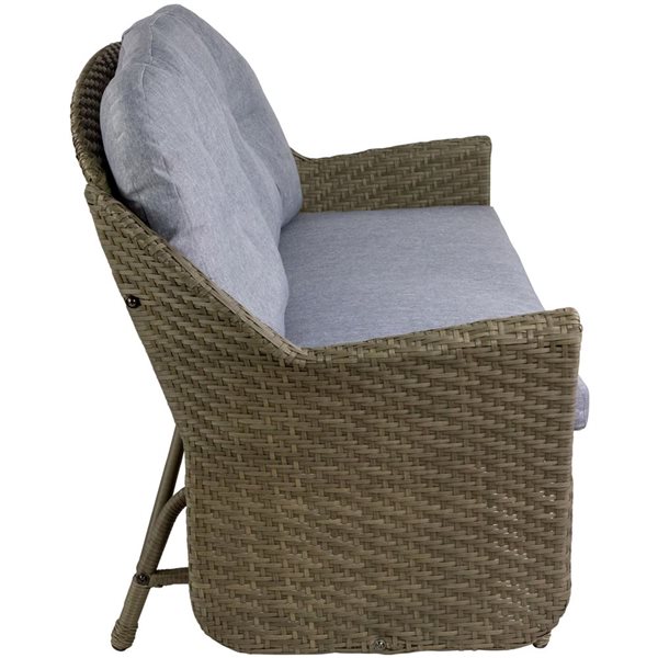 Northlight 46-in Taupe Gray Resin Wicker Deep Seated Double Glider with Gray Cushions