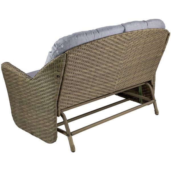 Northlight 46-in Taupe Gray Resin Wicker Deep Seated Double Glider with Gray Cushions